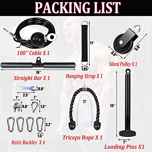 Taeku LAT Pulley System for Home Gym – Strength Training Fitness Equipment Cable Machine for Triceps, Biceps, Back & Shoulder Workouts - color: Cable