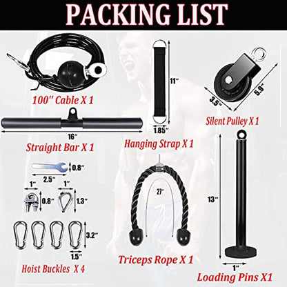 Taeku LAT Pulley System for Home Gym – Strength Training Fitness Equipment Cable Machine for Triceps, Biceps, Back & Shoulder Workouts - color: Cable