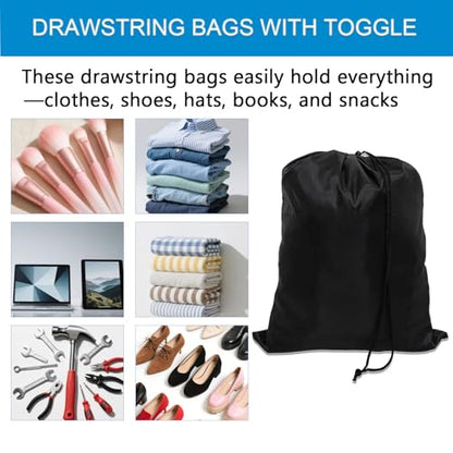 10-Pack Drawstring Bags with Toggle Closure - Lightweight & Durable Nylon Gym Bags for Sports, Travel and Daily Use - size: 18 x 27 Inch