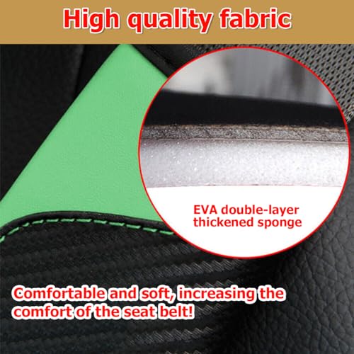 AUCELI 2PCS Car Seat Belt Cover, Carbon Fiber Seatbelt Shoulder Strap Covers, Breathable Leather Soft Harness Pad Protect Your Neck and Shoulder Compatible with Cars - color: Black/Light Green