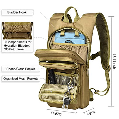NOOLA Hydration Backpack with 3L TPU Water Bladder, Tactical Molle Water Backpack for Men Women, Hydration Pack for Hiking, Biking, Running and Climbing - color: Tan