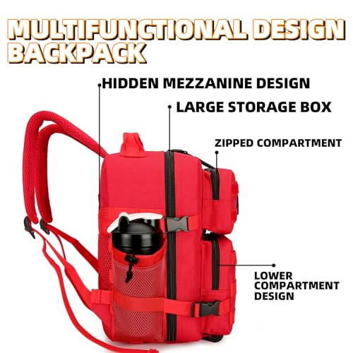 9L Mini Tactical Backpack for Men and Women Tactical Backpack Small for Hiking Small Tactical Bag Fitness Pack - color: Red