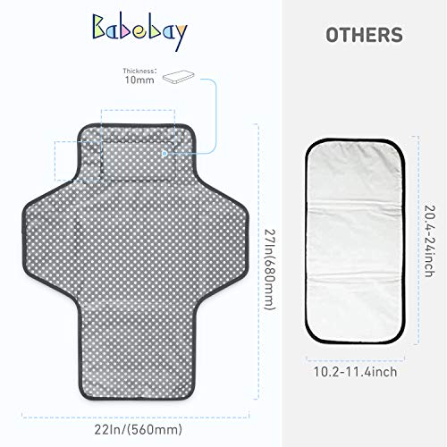 Portable Changing Pad for Baby, Waterproof Travel Changing Pads for Moms, Dads, with Built-in Pillow, Excellent Baby Shower, Registry Gifts - color: Grey Wave Print