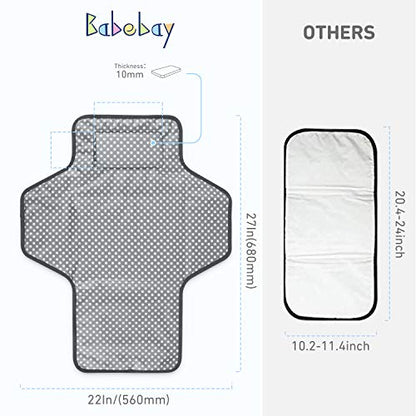 Portable Changing Pad for Baby, Waterproof Travel Changing Pads for Moms, Dads, with Built-in Pillow, Excellent Baby Shower, Registry Gifts - color: Grey Wave Print