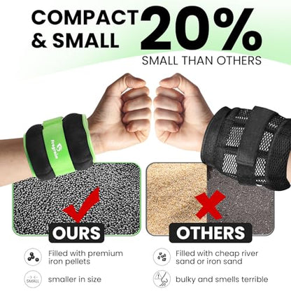 Ankle Weights for Women, Men and Kids - 1/2/3/4/6/8/10/12/15/20 LBS 1 Pair Strength Training Wrist/Leg/Arm Weight with Adjustable Strap for Jogging, Gymnastics, Aerobics, Home Fitness, Physical Therapy - style: 2Lbs Pair (1lb x 2) - Green