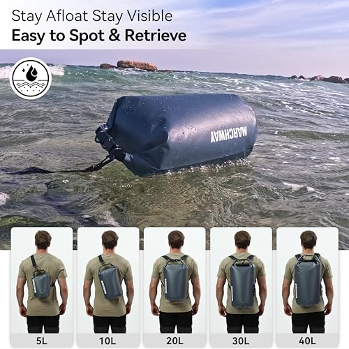 MARCHWAY Floating Waterproof Dry Bag Backpack 5L/10L/20L/30L/40L, Roll Top Sack Keeps Gear Dry for Kayaking, Rafting, Boating, Swimming, Camping, Hiking, Beach, Fishing - color: Grey, size: 5L
