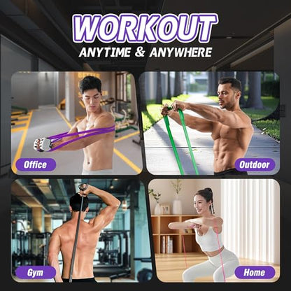 4-Level Resistance Bands Set for Pull Up Assistance, Home Gym - Elastic Silicone Exercise Bands for Physical Therapy, Stretching, Training - Workout Equipment for Women & Men
