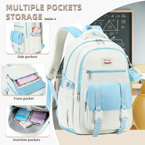 School Backpack for Teen Girls College Backpacks for Women Students Bookbag Large 15.6 Inch Laptop Bags Kids Kindergarten Elementary Middle School Bag Anti Theft Daypack Travel Back Pack Blue - color: Blue