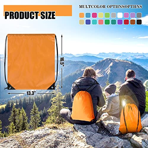 Grneric 100 Pieces Drawstring Backpack Bulk Cinch Sackpack Ployster Drawstring Bags for Gym Party Trip(Orange) - color: Orange