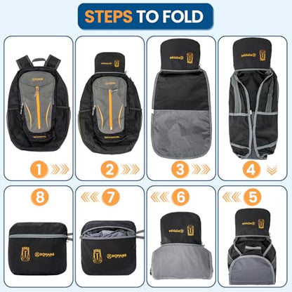 ZOMAKE Ultra Lightweight Packable Backpack 25L, Foldable Hiking Backpacks Water Resistant Small Folding Daypack for Travel(Black & Medium Grey) - color: Black & Medium Grey