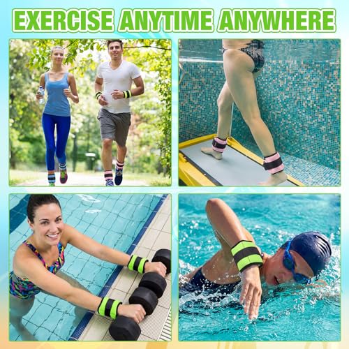 Arrowbash 3 Pairs Ankle Weights for Men Women 0.5lb/1lb/1.5lb Adjustable Swimming Ankle Wrist Weights Bands Set for Pool Aqua Cuffs Aerobics Fitness Jogging Walking Running Yoga - color: Pink Blue Green