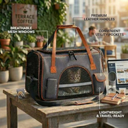 Pesen Large Soft Cat Carrier, 20 x 12 x 11 Inches, Holds Up to 28 lbs
