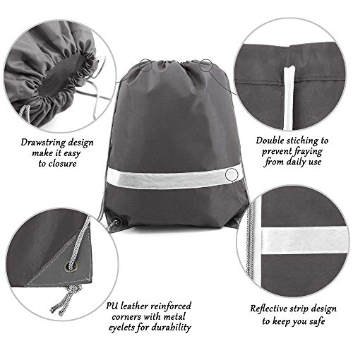 BeeGreen 20-Piece Grey Drawstring Backpacks, Reflective Cinch Sacks, DIY Blank Drawstring Bags for Women and Men, 16.5" L x 13.4" W - color: Reflective Grey-s