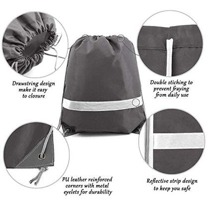 BeeGreen 20-Piece Grey Drawstring Backpacks, Reflective Cinch Sacks, DIY Blank Drawstring Bags for Women and Men, 16.5" L x 13.4" W - color: Reflective Grey-s