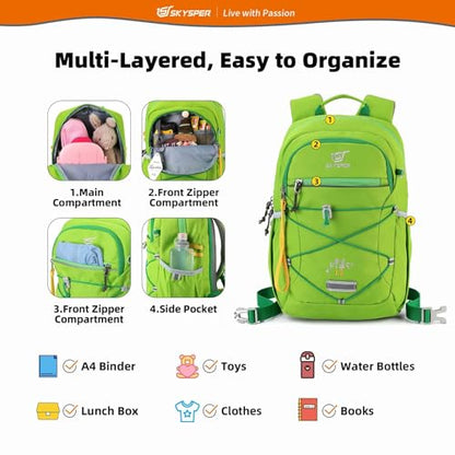 SKYSPER Kids Backpack 12L Children School Bag Child Boy Girl Pack Ages 4-8 for Traveling Day Trips Classes Camping(Applegreen) - color: Applegreen, size: Small