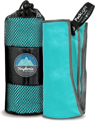 Youphoria Microfiber Travel Towel Fast Drying Lightweight - Quick Dry Towel for Camping, Beach, Backpacking, Hiking & Sport - color: Mint/Gray, style: 36" x 78" (X-Large)