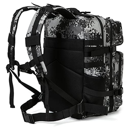 QT&QY 25L/45L Military Tactical Backpack For Men Molle Daypack 3 Day Bug Out Bag Hiking Rucksack With Bottle Holder - color: 45l 1.1 Black Digital Camo