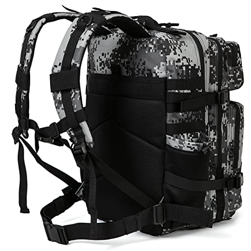 QT&QY 25L/45L Military Tactical Backpack For Men Molle Daypack 3 Day Bug Out Bag Hiking Rucksack With Bottle Holder - color: 45l 1.1 Black Digital Camo