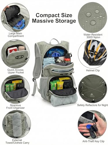 Hydration Hiking Backpack, Water Hiking Backpack, Hydration Backpack with 15l Water Bladder, Runinnng Backpack for Men Women for Cycling Campling - color: Light Gray