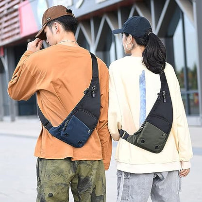 Peicees Water-resist Sling Bag Crossbody Bag for Men Slim Chest Backpack Man Purse Small Shoulder Bag for Travel Hiking - color: Blue