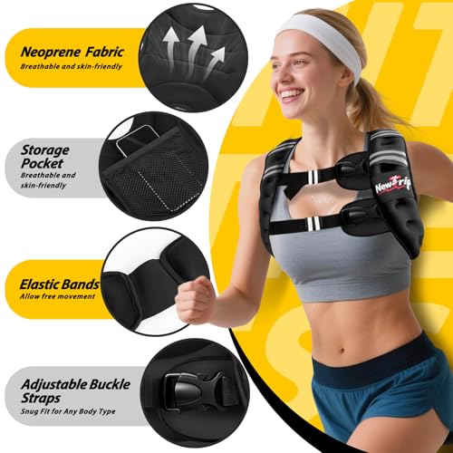 Weighted Vest Women & Men - 5lbs/8lbs/10lbs/12lbs/15lbs/20lbs/25lbs/30lbs Adjustable Weight Vest with Detachable Phone Pouch - Ideal for Rucking,Walking,Weight Loss,Training&Running - size: 30 lb