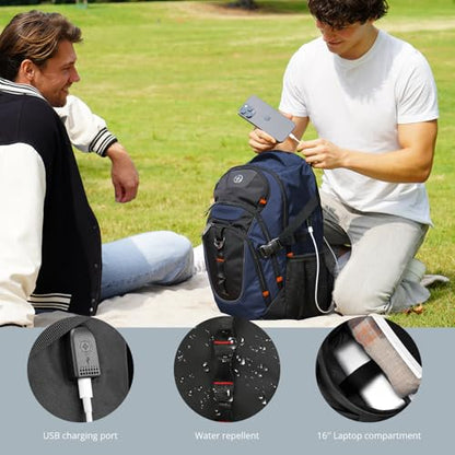 Swissdigital Design Laptop Backpack, Travel Backpack with USB Charging Port Fits 15.6 inches Computer, 31L College School Bookbag for Men, Blue/Black | SD803-12 - color: Blue