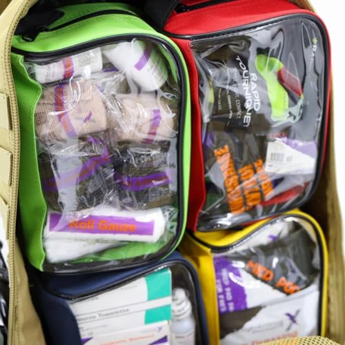 Lightning X Stocked Modular Trauma & Bleeding First Aid Responder Medical Backpack + Kit (Tan w/Hydration Bladder) - color: Tan W/ Hydration Bladder