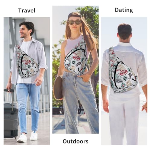 HUA ANGEL Crossbody Sling Bag for Men & Women Lightweight Waterproof Chest Shoulder Bag for Travel Hiking & Everyday Use - color: W-bear