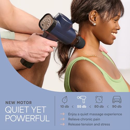 Lifepro Massage Gun - Percussion Muscle Massager for Athletes with 8 Massage Heads and 5 Speed Settings - Deep Tissue Back and Muscle Massage Gun for Recovery - color: Blue