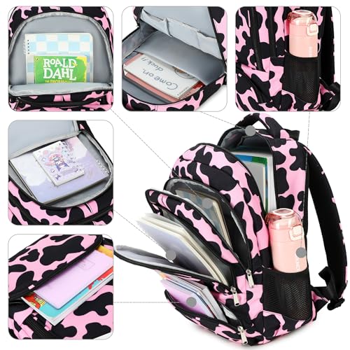 abshoo Lightweight Kids Backpack For School Girls Teens Bookbag Kindergarten Elementary School Bags (Cow Print Pink) - color: Cow Print Pink