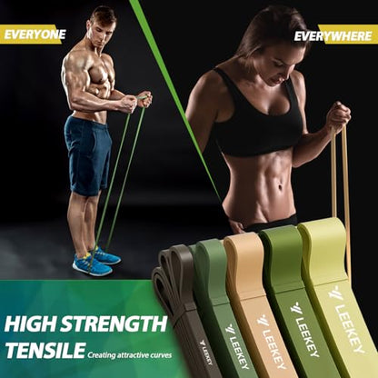 LEEKEY Pull Up Assistance Bands,5-125LB Resistance Bands with Grip、Door Anchor、Gym Bag - Exercise Bands for Full-Body Training, Fitness, Physical Therapy -USA Original Patent - style: 5-125LBS GREEN WITH HANDLE