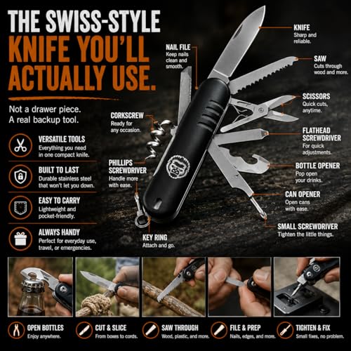 Multi Tool Knife Gift Set for Men - Pocket EDC Multitool with Folding Knife, Pliers, Screwdrivers & Bit Kit - Camping, Fishing & Everyday Carry Tool Gift for Dad, Husband & Outdoorsmen - style: Black 4 Piece