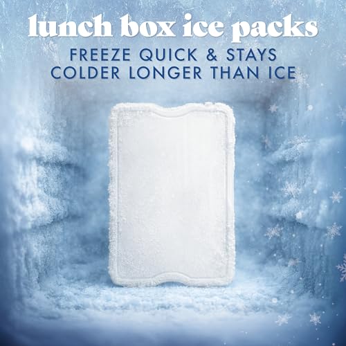 Cool Coolers by Fit & Fresh 4 Pack XL Slim Ice Packs, Quick Freeze Space Saving Reusable Ice Packs for Lunch Boxes or Coolers - color: Ivory (4 Pack)