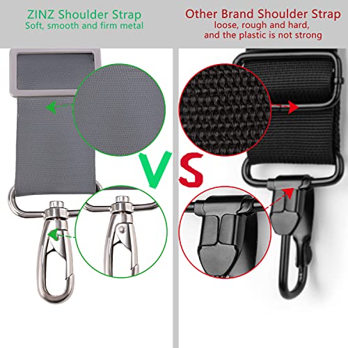 ZINZ 79 inch Shoulder Strap, Extra-thick Fixed Cushion Pad and Dual Clasps Universal Replacement Strap with Metal Swivel Hooks for Laptop Bags, Luggage Bags, Camera, Crossbody (200cm,Gray) - color: Grey