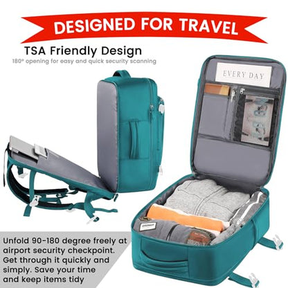 Carry on Backpack, Flight Approved Extra Large Travel Backpack, TSA 15.6 Inch Anti-Theft Laptop Backpack Lightweight Daypack Business College Weekender Overnight Bag, dark green - color: Dark Green