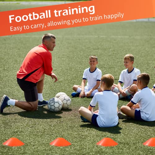 Kenning 100 Pcs Soccer Agility Cones with Strap, Orange Disc Cones for Sports Training, 7.5 Inch Soccer Field Marker Athletic Cone with 2 Carry Straps for Football Basketball Indoor Outdoor Practice
