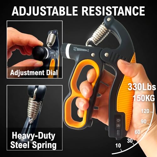 Grip Strength Trainer, 22-330Lbs Adjustable Resistance Forearm Strengthener, Hand Grip Strengthener with Counter, Heavy-Duty Grip Trainer for Wrist & Finger Exercise