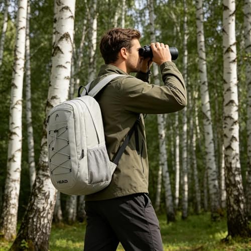 HEAD 30L Waterproof Drone String Travel Backpack for Men, Lightweight Laptop Backpack Fits 15.6 inch Notebook, Casual Daypack Carry On Backpack for College/Gym/Outdoor/Daily Use/Commute, TSA Friendly - color: Grey