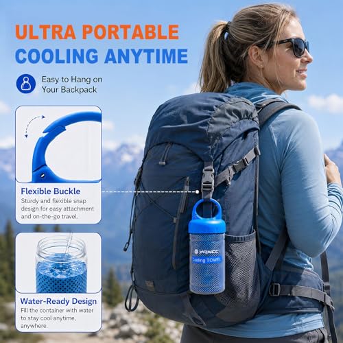 YQXCC 2 Pack Cooling Towels (47"x12"), Ice Cool Neck Towel, Soft Breathable Microfiber for Yoga, Golf, Gym, Running, Camping & Hot Weather - color: Light Blue/Red