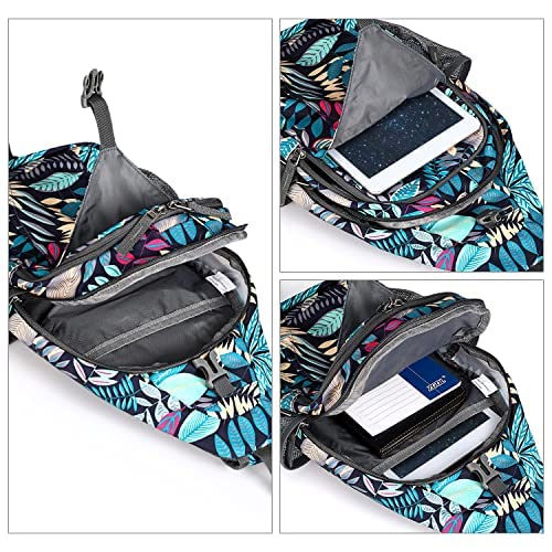 G4Free Sling Bag for Men and Women, RFID Blocking Crossbody Bag, Lightweight Sling Backpack for Travel, Hiking, Walking and Daily Use - color: Maple Leaf Blue