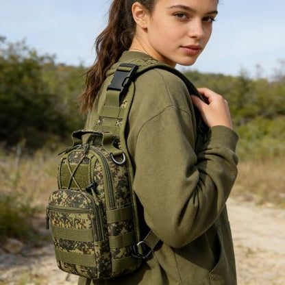 Viriber Tactical Backpack, Waterproof Military Cross-body Molle Sling Shoulder Backpack Chest Bag for Outdoor Every Day Carry Khaki Green ACU - color: Green Acu
