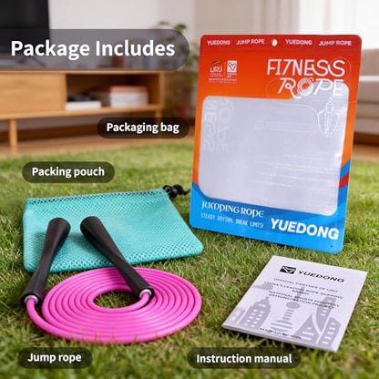 YUEDONG Cardio Jump Rope for Women & Men, 5mm PVC Fitness Rope for Weight Loss & Home Workouts - color: WHITE
