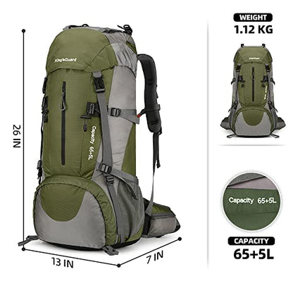 70L Camping Hiking Backpack with Rain Cover Waterproof Backpacking Backpack for Hiking Treeking Climbing Outdoor - color: Armygreen