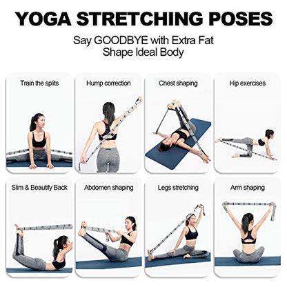 Stretch Strap, Elastic Yoga Stretching Strap, Multi-Loop for Physical Therapy, Pilates, Yoga, Dance & Gymnastics Exercise and Flexible Pilates Stretch Band - color: Grey