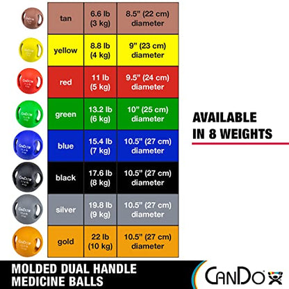 CanDo Molded Dual-Handle Medicine Ball for Strength Training, Core Workouts, Warmups, Cardio, and Plyometrics with Handles for Home and Clinic Use - style: d) 13.2 lb