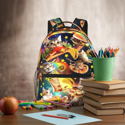 Funny Taco Cats School Backpack For Kids Galaxy Pizza Cat Backpack For Boys Girls Children Elementary Middle School Bookbag Ages 6-18 Back Pack - color: Taco Cats