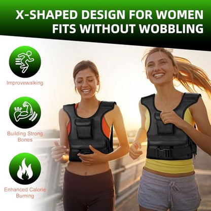 Adjustable Weighted Vest for Women, Customizable 0-18 lbs Strength Training Vest with 10 Removable Sandbag, Breathable Design, Reflective Safety Strips for Running, Hiking, and Fitness - size: 0-12 lb