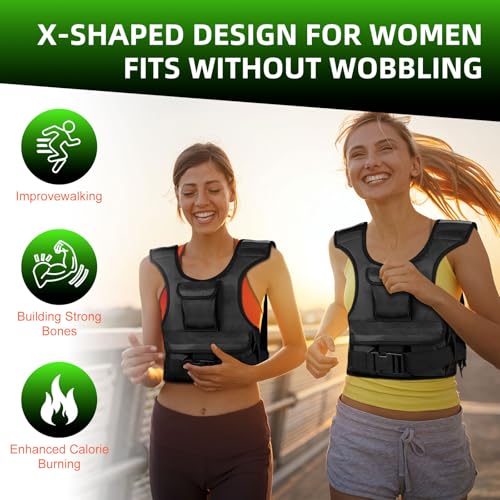 Adjustable Weighted Vest for Women, Customizable 0-18 lbs Strength Training Vest with 10 Removable Sandbag, Breathable Design, Reflective Safety Strips for Running, Hiking, and Fitness - size: 0-18 lb
