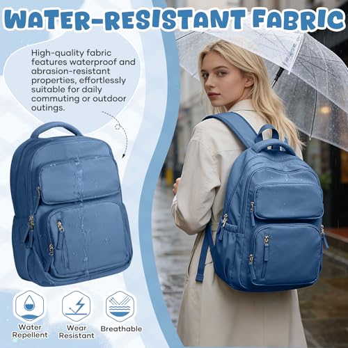 School Backpack for Women Men Lighweght Middle School Bookbag Casual Daypack Classic Collge High School Backpack Waterproof Travel Daypackn men - color: Blue
