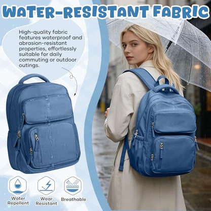 School Backpack for Women Men Lighweght Middle School Bookbag Casual Daypack Classic Collge High School Backpack Waterproof Travel Daypackn men - color: Blue
